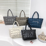 Plaid Casual Tote Feather Down Shoulder Bag Female Hand Bags