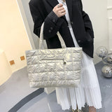 Plaid Casual Tote Feather Down Shoulder Bag Female Hand Bags