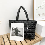 Plaid Casual Tote Feather Down Shoulder Bag Female Hand Bags