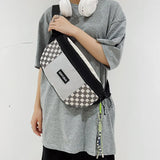 Large Capacity Plaid Waist Bag Nylon Fanny Pack For Men And Women