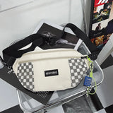 Large Capacity Plaid Waist Bag Nylon Fanny Pack For Men And Women