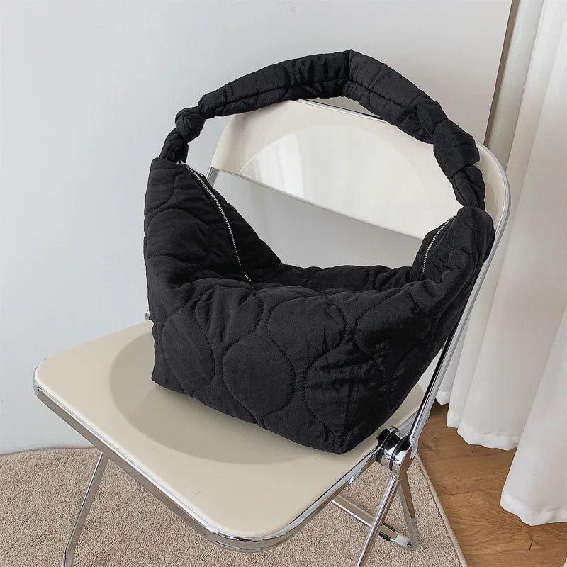 Large Capacity Pleated Shoulder Bag Soft PU Leather Crossbody Tote Cloud Bag