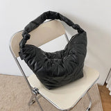 Large Capacity Pleated Shoulder Bag Soft PU Leather Crossbody Tote Cloud Bag