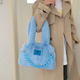 Large Capacity Plush Shoulder Bags Women Handbags Western Style