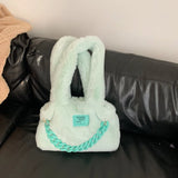 Large Capacity Plush Shoulder Bags Women Handbags Western Style