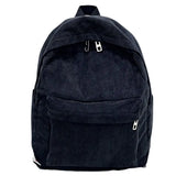 Large Capacity Corduroy Backpack Solid Zip Student Schoolbag