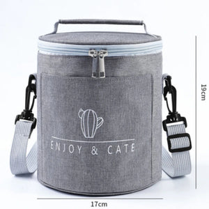 Large-Capacity Portable Lunch Bag Insulation Bag Round Barrel Aluminum Foil