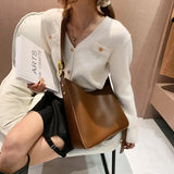 Large Capacity PU Leather Shoulder Bucket Bags for Women