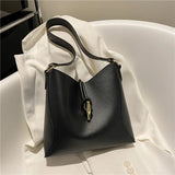 Retro Bucket Bag Hand-Held Tote Solid Women Bag
