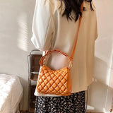 Large Capacity Rhombic Lattice Handbag for Women Square Shoulder Crossbody Bag