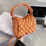 Large Capacity Rhombic Lattice Handbag for Women Square Shoulder Crossbody Bag