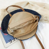 Straw Woven Bag Round Zipper Large Capacity Beach Travel Fashionable Women Bags