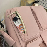 Large Capacity School Student Backpacks Solid Girls Canvas Shoulder Bag