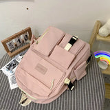 Large Capacity School Student Backpacks Solid Girls Canvas Shoulder Bag