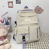 Large Capacity School Student Backpacks Solid Girls Canvas Shoulder Bag
