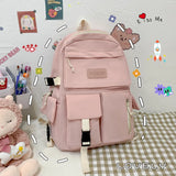 Large Capacity School Student Backpacks Solid Girls Canvas Shoulder Bag