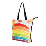 Large Capacity Unicorn Print Canvas Shopping Bag for Women