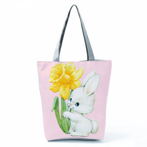 Large Capacity Cartoon Animal Print Tote Bag Shoulder Handbag for Girls