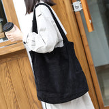 Large Canvas Handbag Shoulder Bag Corduroy Handbag Eco Tote