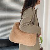 Large Capacity Plush Bag Women's Handbags Shoulder Bags