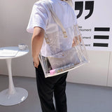 Large Capacity PVC Shoulder Bag Transparent Jelly Tote Summer Leisure