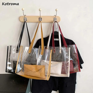 Large Capacity PVC Shoulder Bag Transparent Jelly Tote Summer Leisure