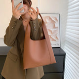Large Capacity Bucket Bag Women PU Leather Shoulder Handbag Tote Travel Bag