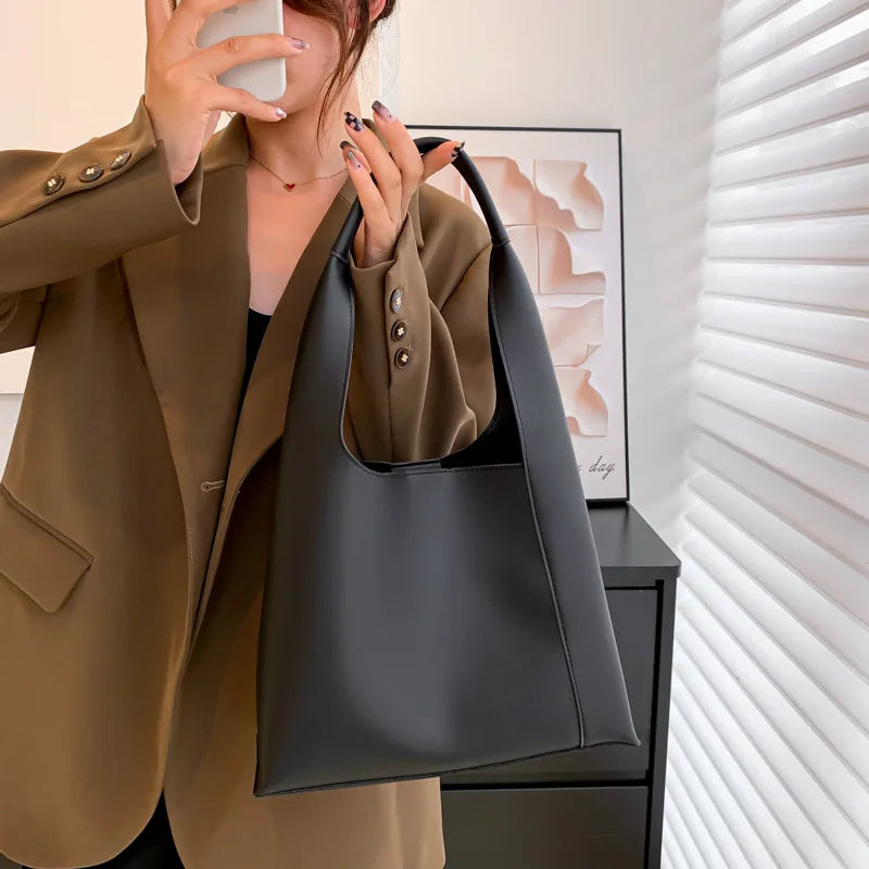 Large Capacity Bucket Bag Women PU Leather Shoulder Handbag Tote Travel Bag