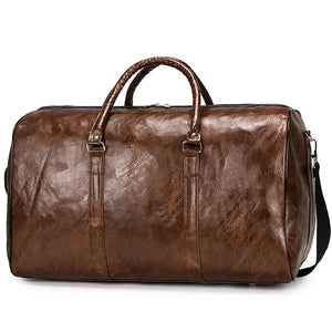 Large Capacity Travel Bag Soft PU Leather Duffel Bag Casual Men Sports Handbag