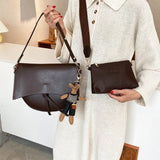 Large Capacity Shoulder Bags For Women Flap Tote Bags Crossbody Pack Leather