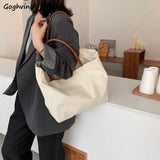 Large Capacity Canvas Shoulder Bag for Women All-match Travel Tote