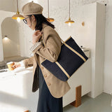 Large Capacity Shoulder Bags Women All Match Canvas Casual Totes Preppy Streetwe