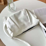 Large Capacity Shoulder Bags Women PU Leather Soft Solid Side-pockets Harajuku S