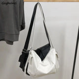 Large Capacity Shoulder Bags Women PU Leather Soft Solid Side-pockets Harajuku S