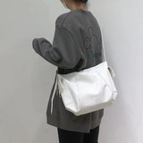 Large Capacity Shoulder Bags Women PU Leather Soft Solid Side-pockets Harajuku S