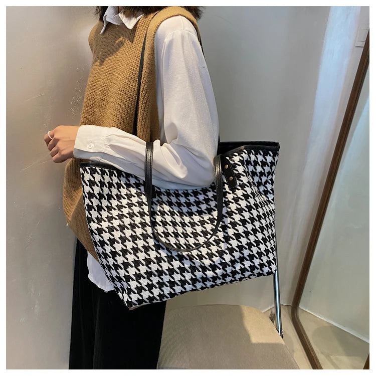 Stylish Plaid Handbags Large Shoulder Bags