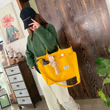 Large Capacity Shoulder Bags Women School Daily Multi-pockets Canvas Bag