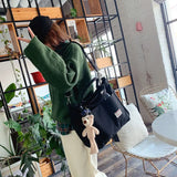 Large Capacity Shoulder Bags Women School Daily Multi-pockets Canvas Bag