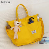 Large Capacity Shoulder Bags Women School Daily Multi-pockets Canvas Bag