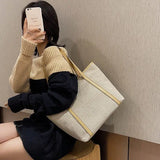 Large Capacity Retro Patchwork Canvas Shoulder Bag Zipper