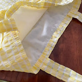 Large Capacity Shoulder Bags Women Yellow Canvas Shopping Bag Plaid Panelled