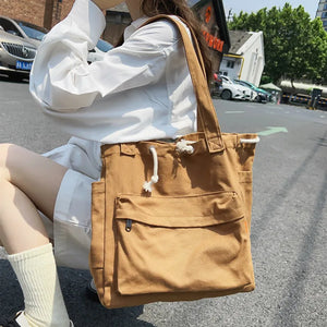 Canvas Casual Shoulder Bag Large Capacity Female Handbag Totes