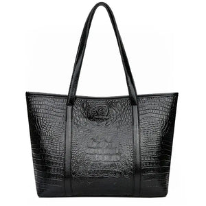 Crocodile Leather Shoulder Shopper Bag for Women