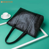 Crocodile Leather Shoulder Shopper Bag for Women