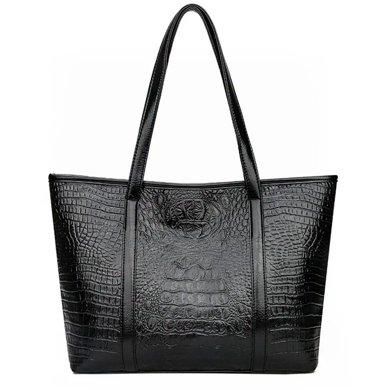 Crocodile Leather Shoulder Shopper Bag for Women