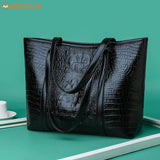 Crocodile Leather Shoulder Shopper Bag for Women
