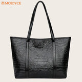 Crocodile Leather Shoulder Shopper Bag for Women