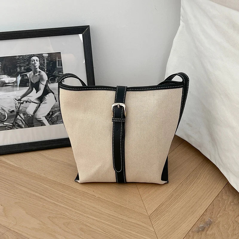 Large Capacity Canvas Shoulder Bag for Autumn Winter