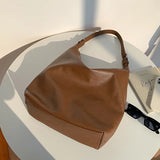 Women's Leather Shoulder Bag with Zipper Closure