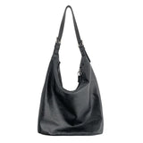 Women's Leather Shoulder Bag with Zipper Closure